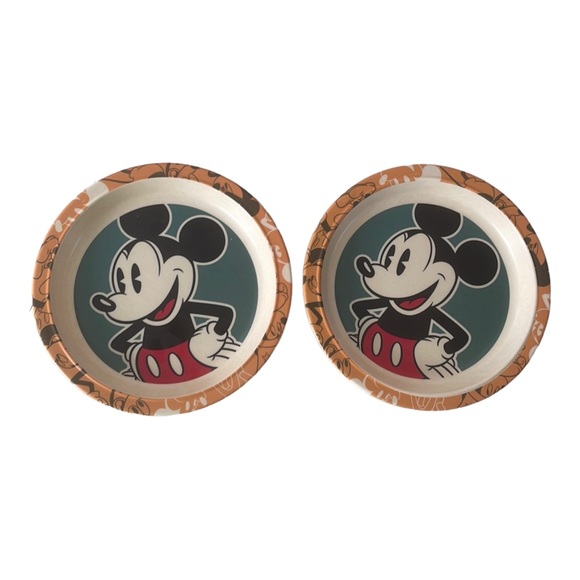 Disney 2 plate Set 8” Dishwasher Safe Mickey Dancing - Picture 1 of 7